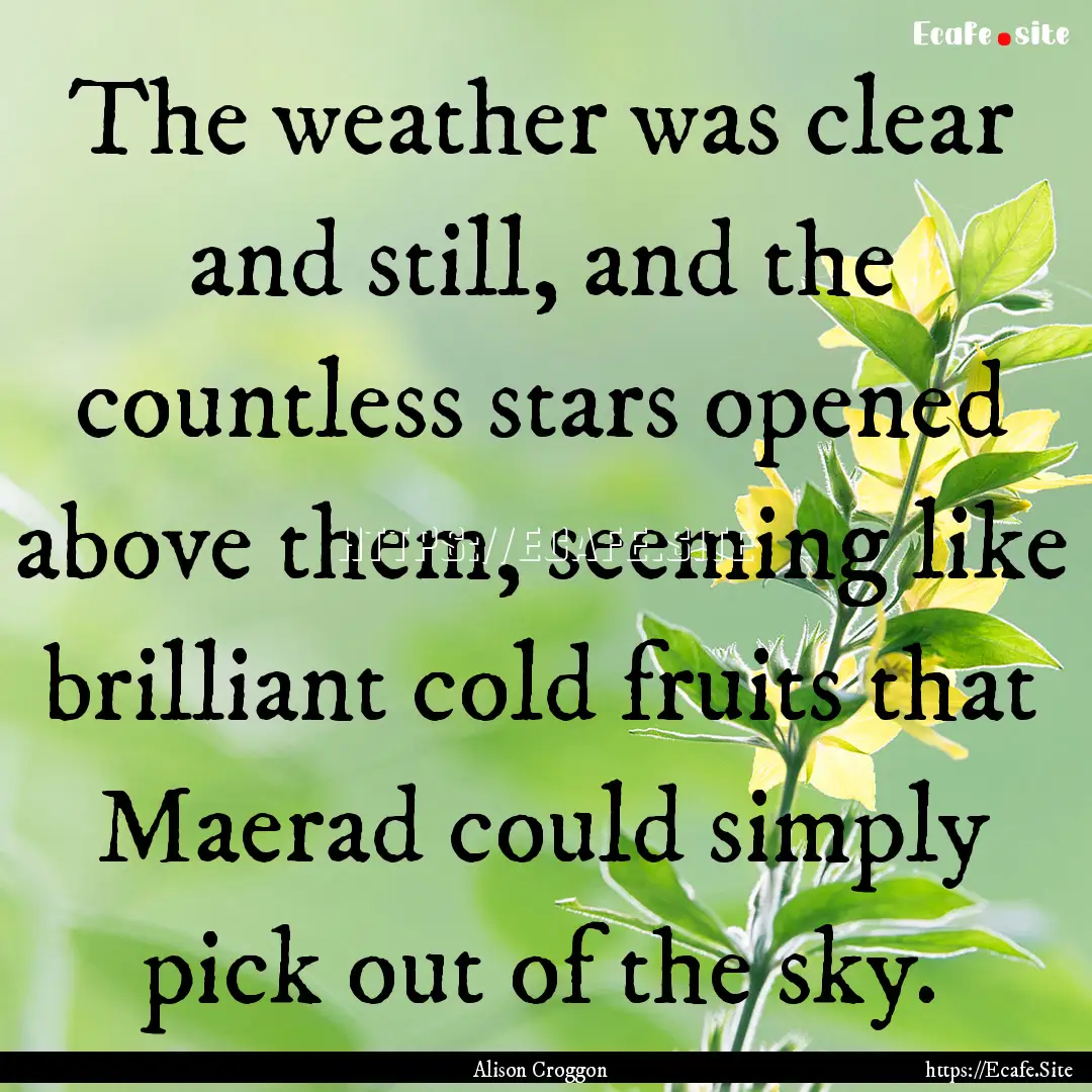 The weather was clear and still, and the.... : Quote by Alison Croggon