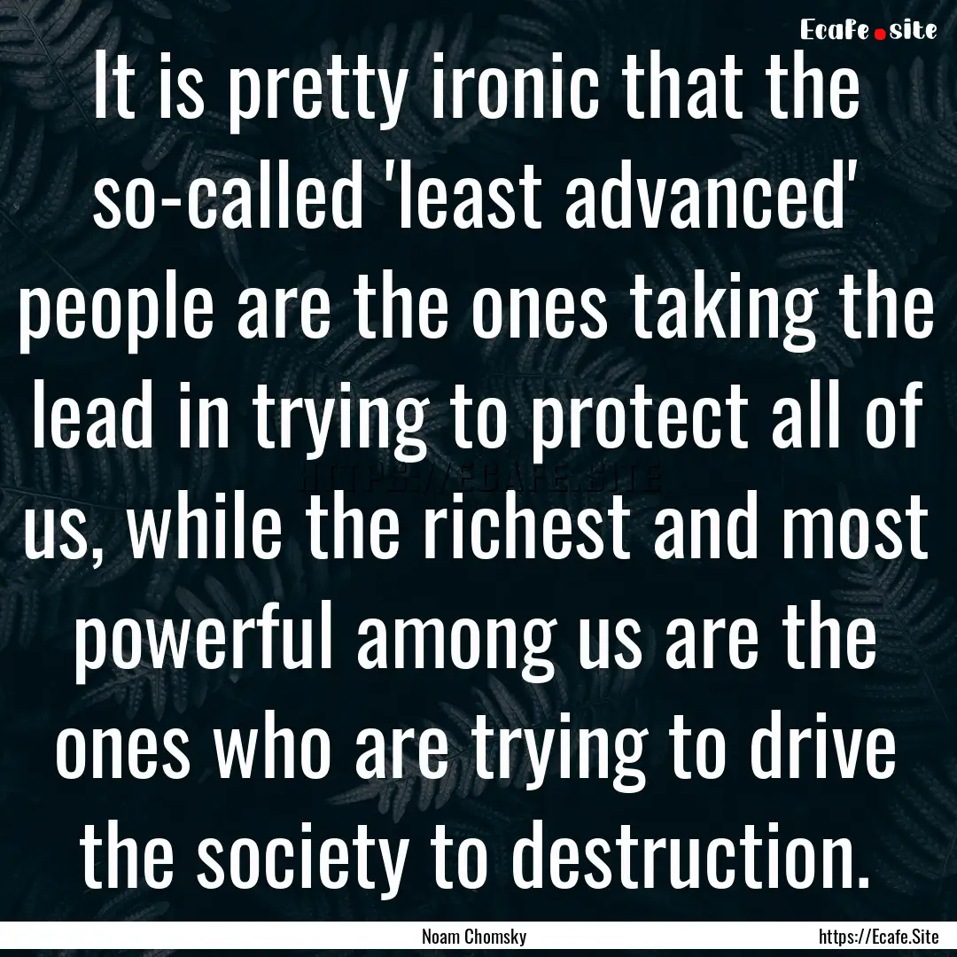 It is pretty ironic that the so-called 'least.... : Quote by Noam Chomsky