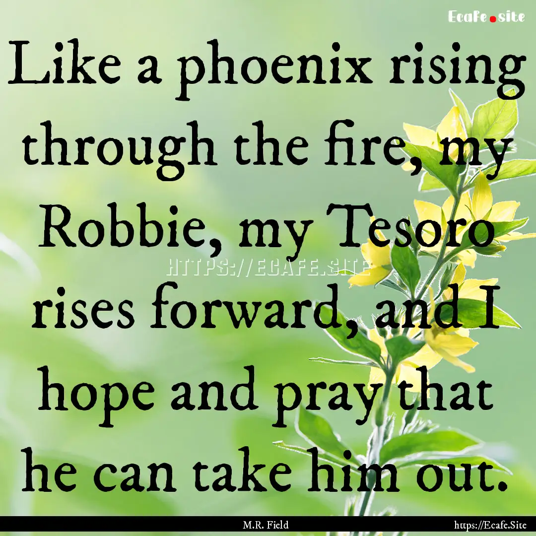 Like a phoenix rising through the fire, my.... : Quote by M.R. Field