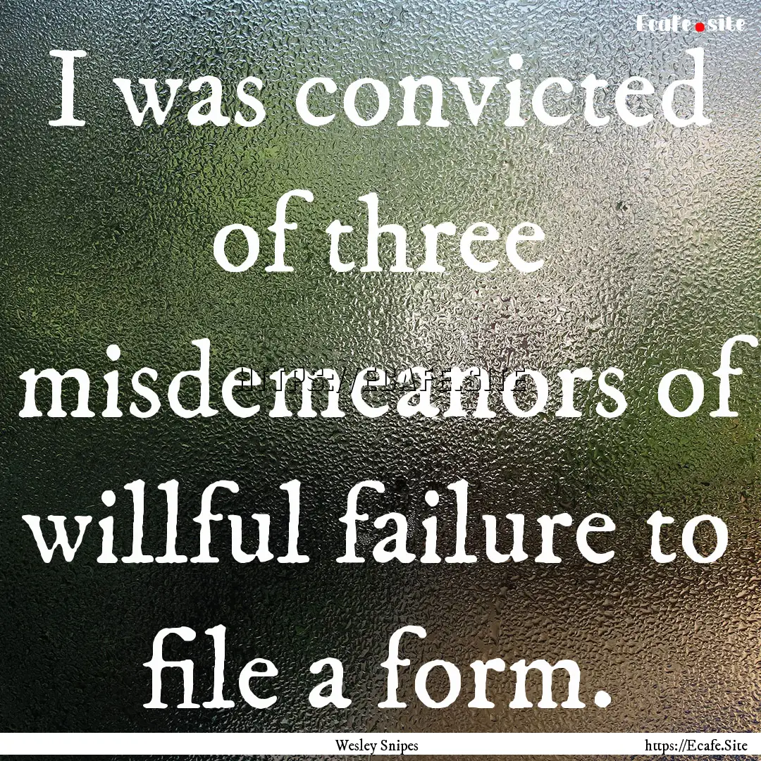 I was convicted of three misdemeanors of.... : Quote by Wesley Snipes