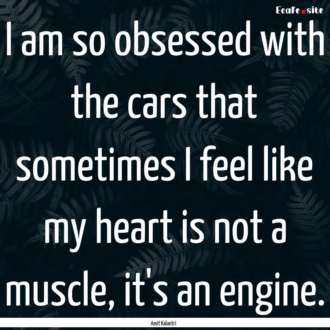 I am so obsessed with the cars that sometimes.... : Quote by Amit Kalantri