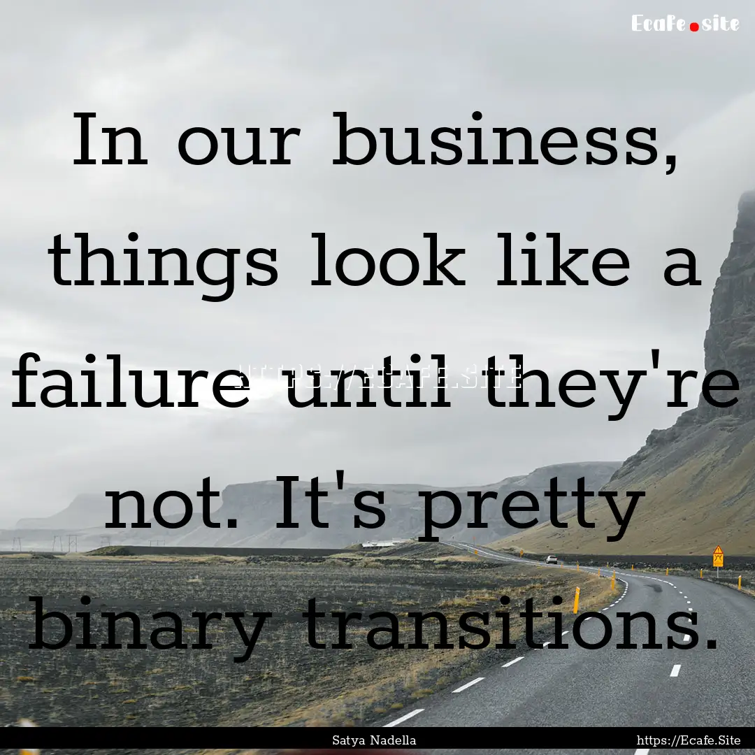 In our business, things look like a failure.... : Quote by Satya Nadella