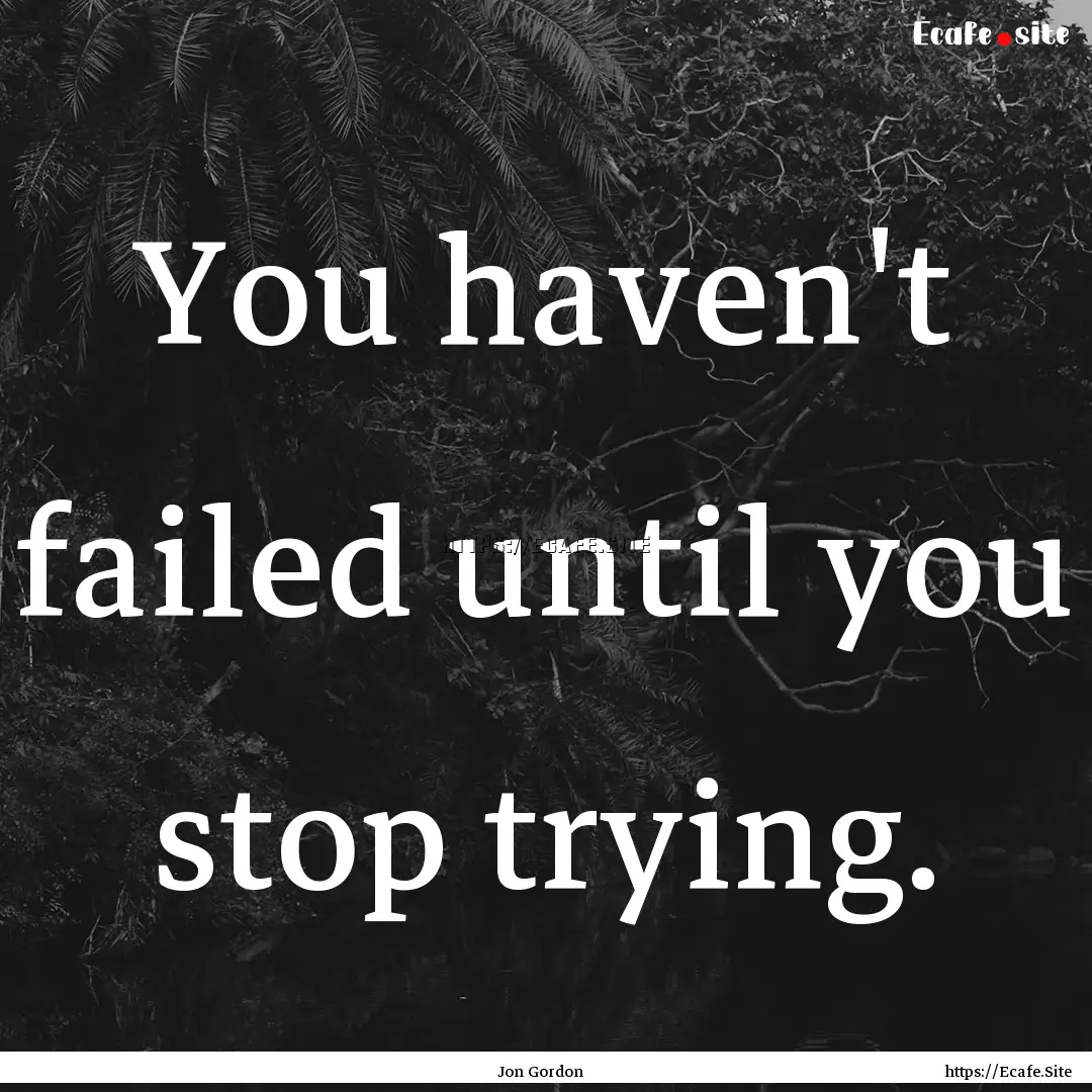 You haven't failed until you stop trying..... : Quote by Jon Gordon