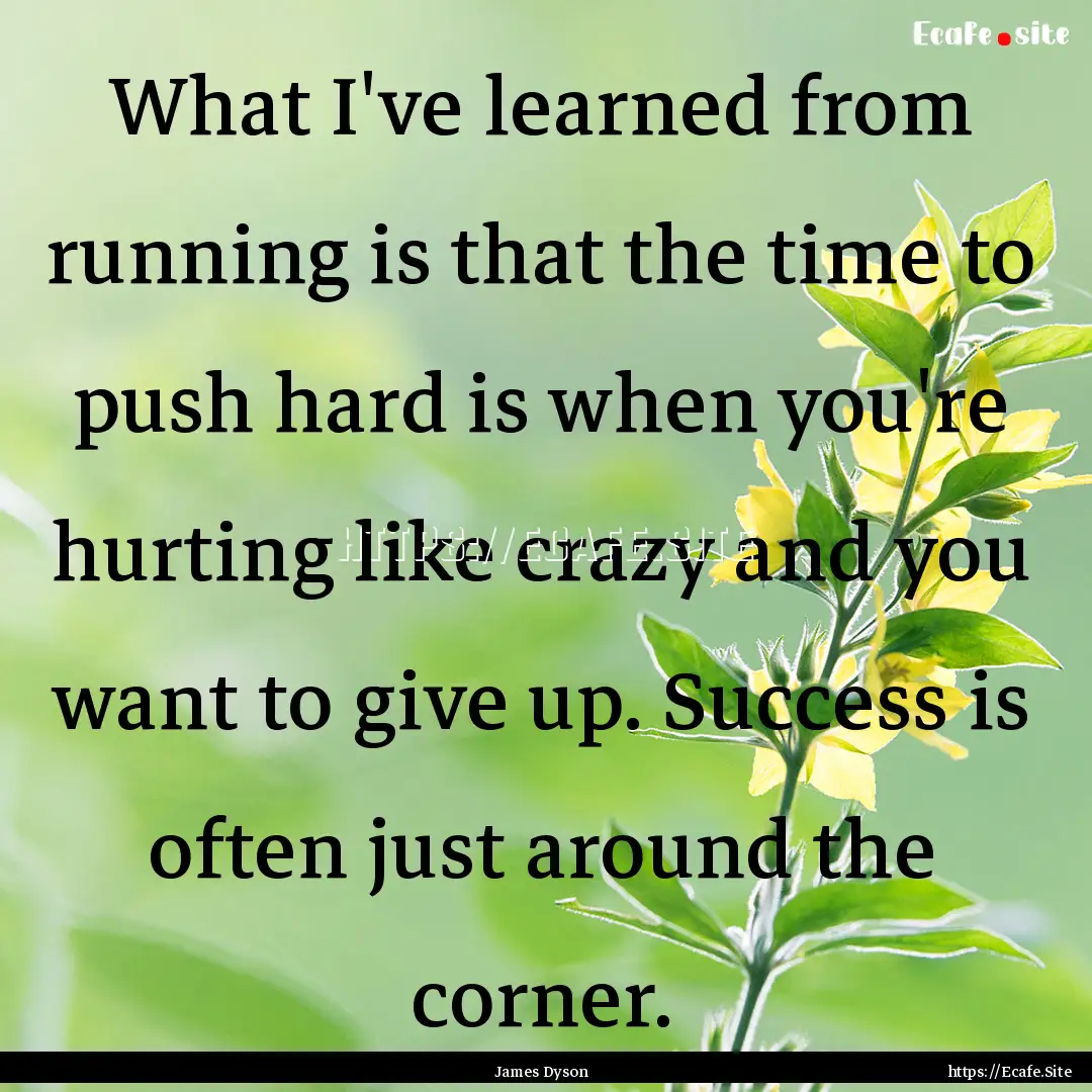 What I've learned from running is that the.... : Quote by James Dyson