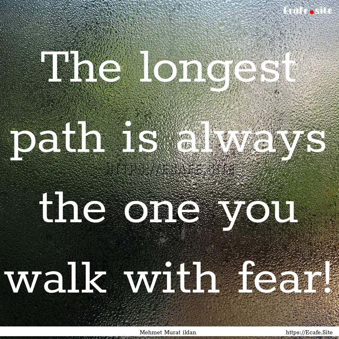 The longest path is always the one you walk.... : Quote by Mehmet Murat ildan