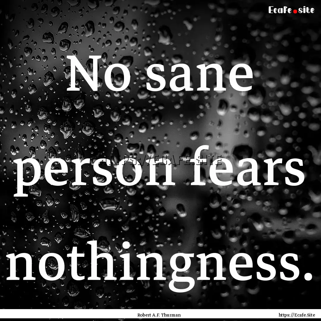 No sane person fears nothingness. : Quote by Robert A.F. Thurman