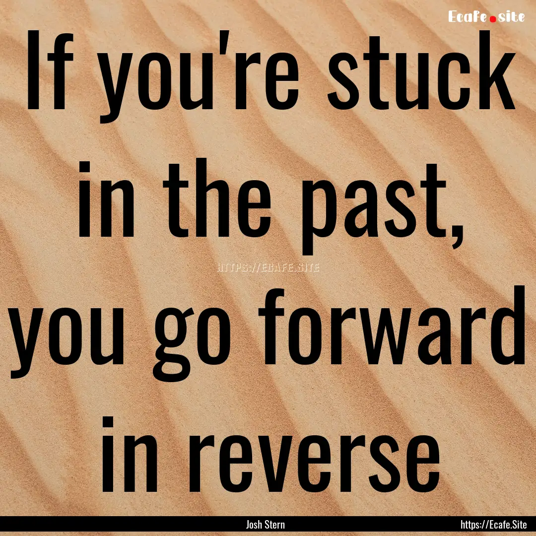 If you're stuck in the past, you go forward.... : Quote by Josh Stern