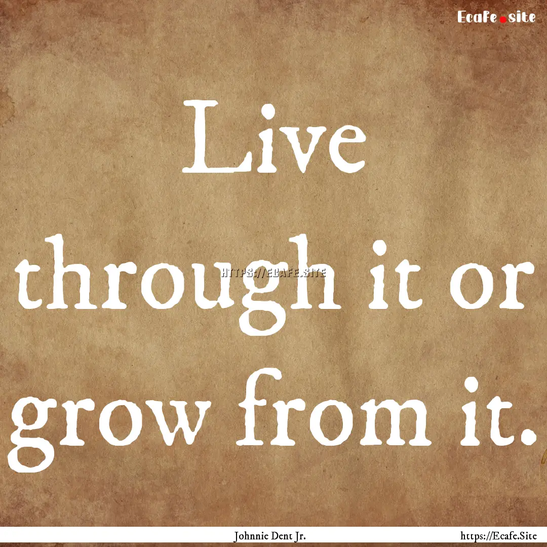 Live through it or grow from it. : Quote by Johnnie Dent Jr.