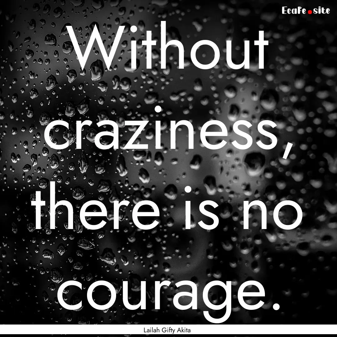 Without craziness, there is no courage. : Quote by Lailah Gifty Akita