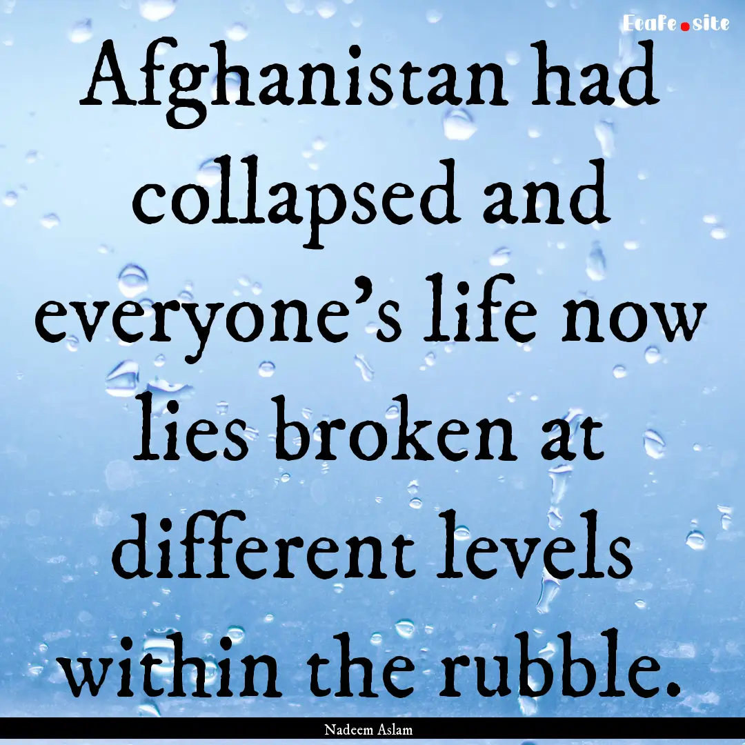 Afghanistan had collapsed and everyone's.... : Quote by Nadeem Aslam