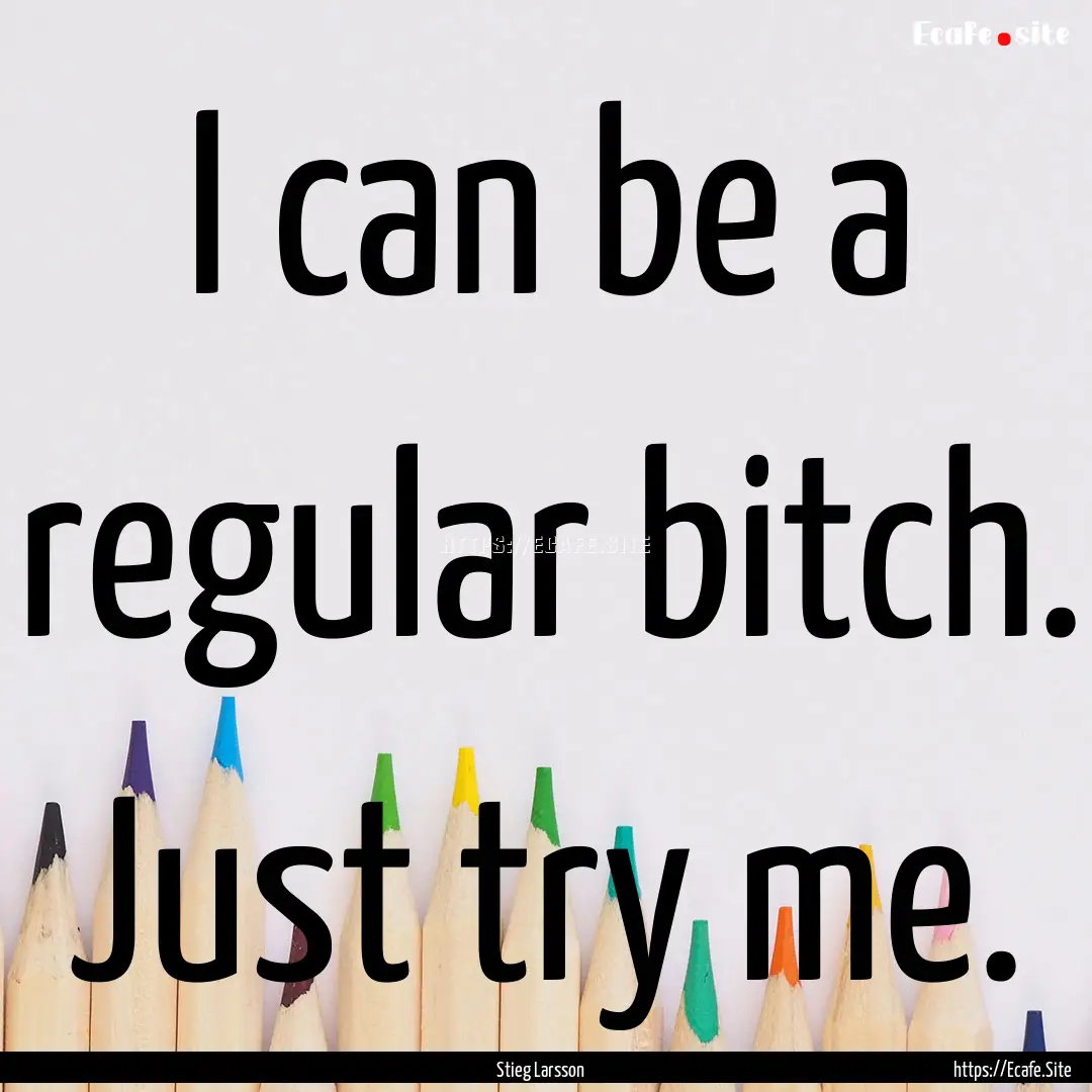 I can be a regular bitch. Just try me. : Quote by Stieg Larsson