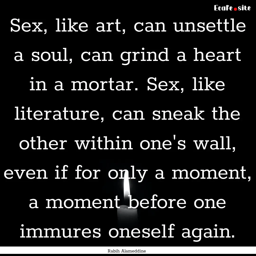 Sex, like art, can unsettle a soul, can grind.... : Quote by Rabih Alameddine