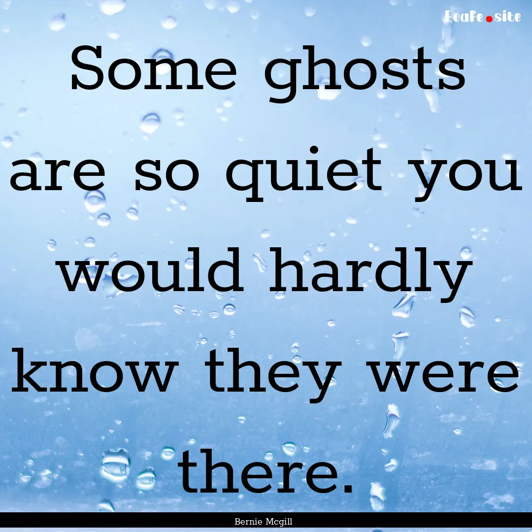 Some ghosts are so quiet you would hardly.... : Quote by Bernie Mcgill