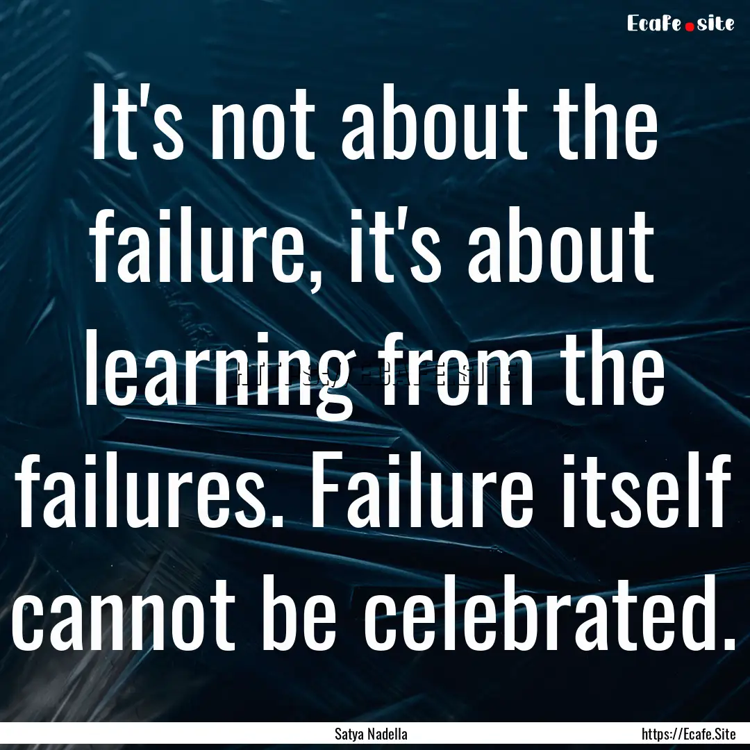 It's not about the failure, it's about learning.... : Quote by Satya Nadella