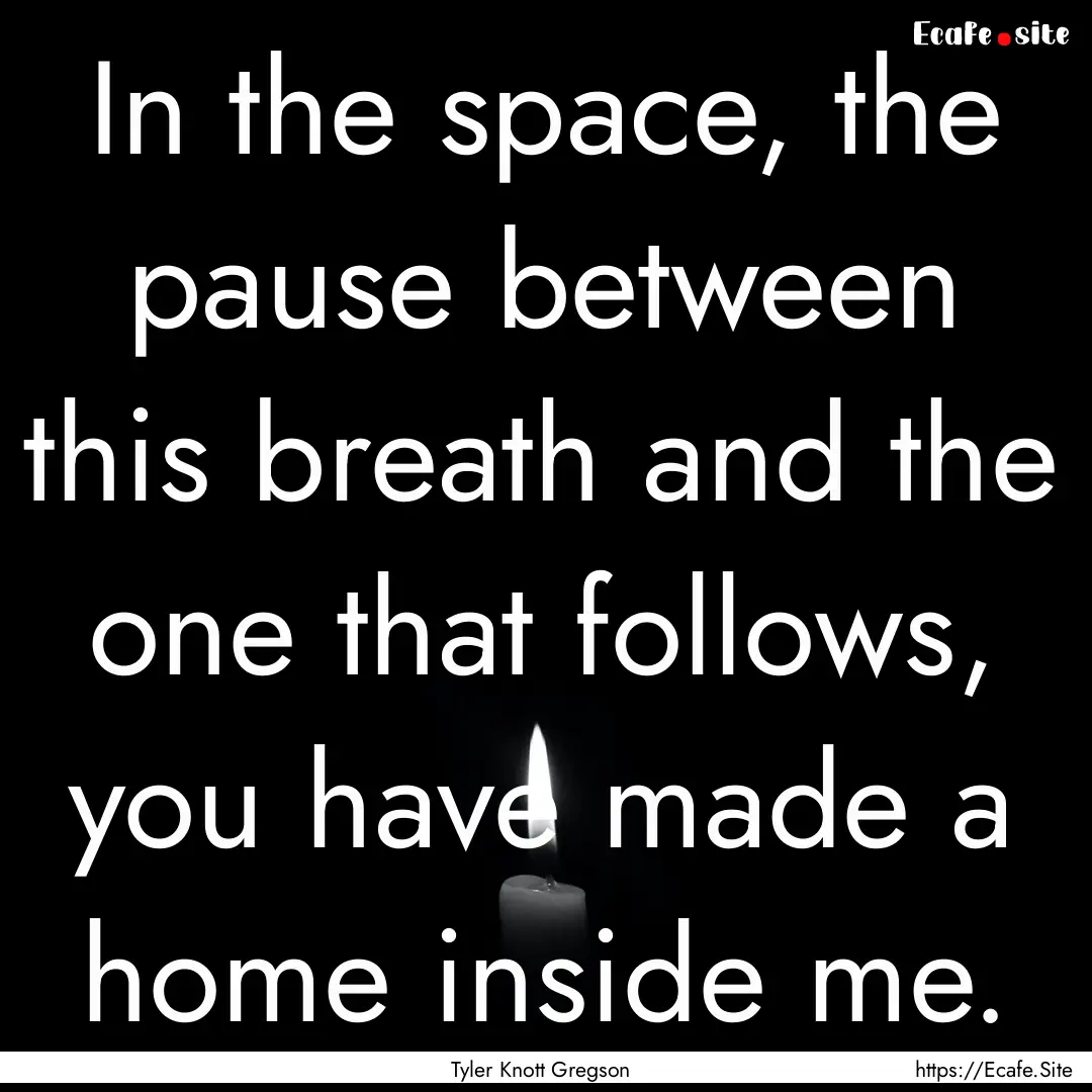 In the space, the pause between this breath.... : Quote by Tyler Knott Gregson