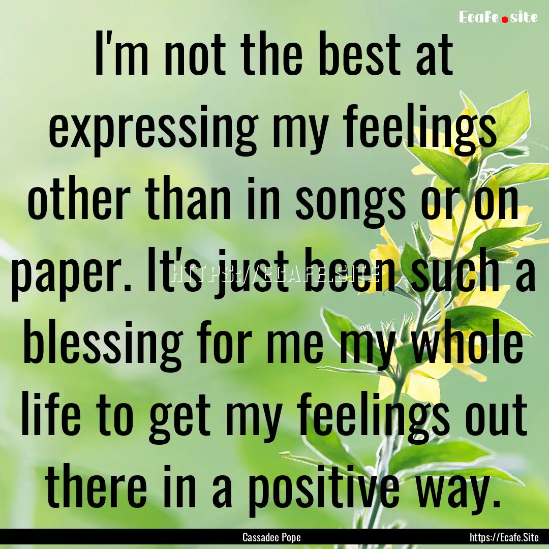 I'm not the best at expressing my feelings.... : Quote by Cassadee Pope