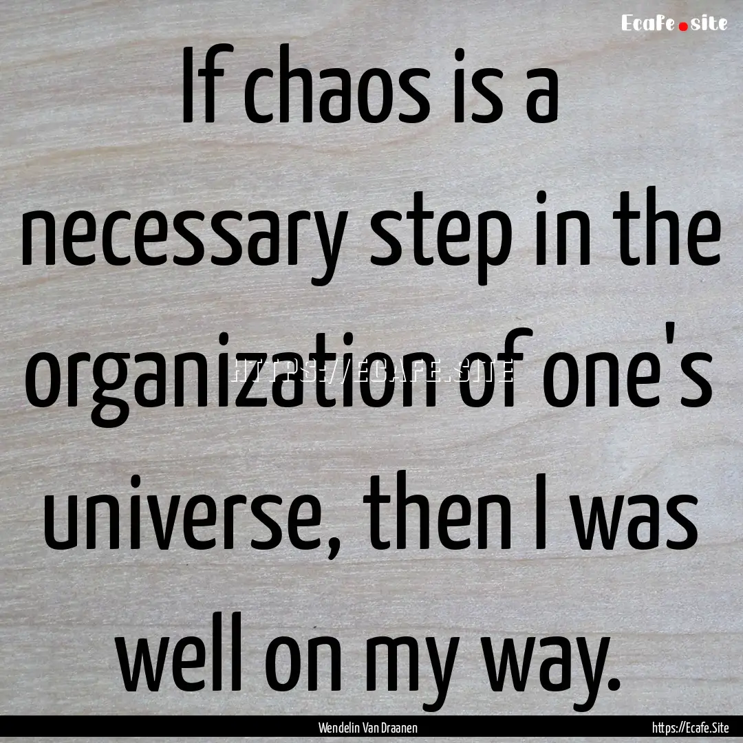 If chaos is a necessary step in the organization.... : Quote by Wendelin Van Draanen