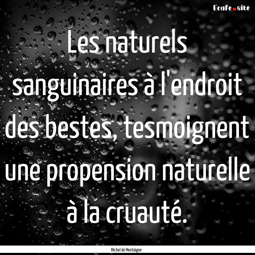 Les naturels sanguinaires à l'endroit des.... : Quote by Michel de Montaigne