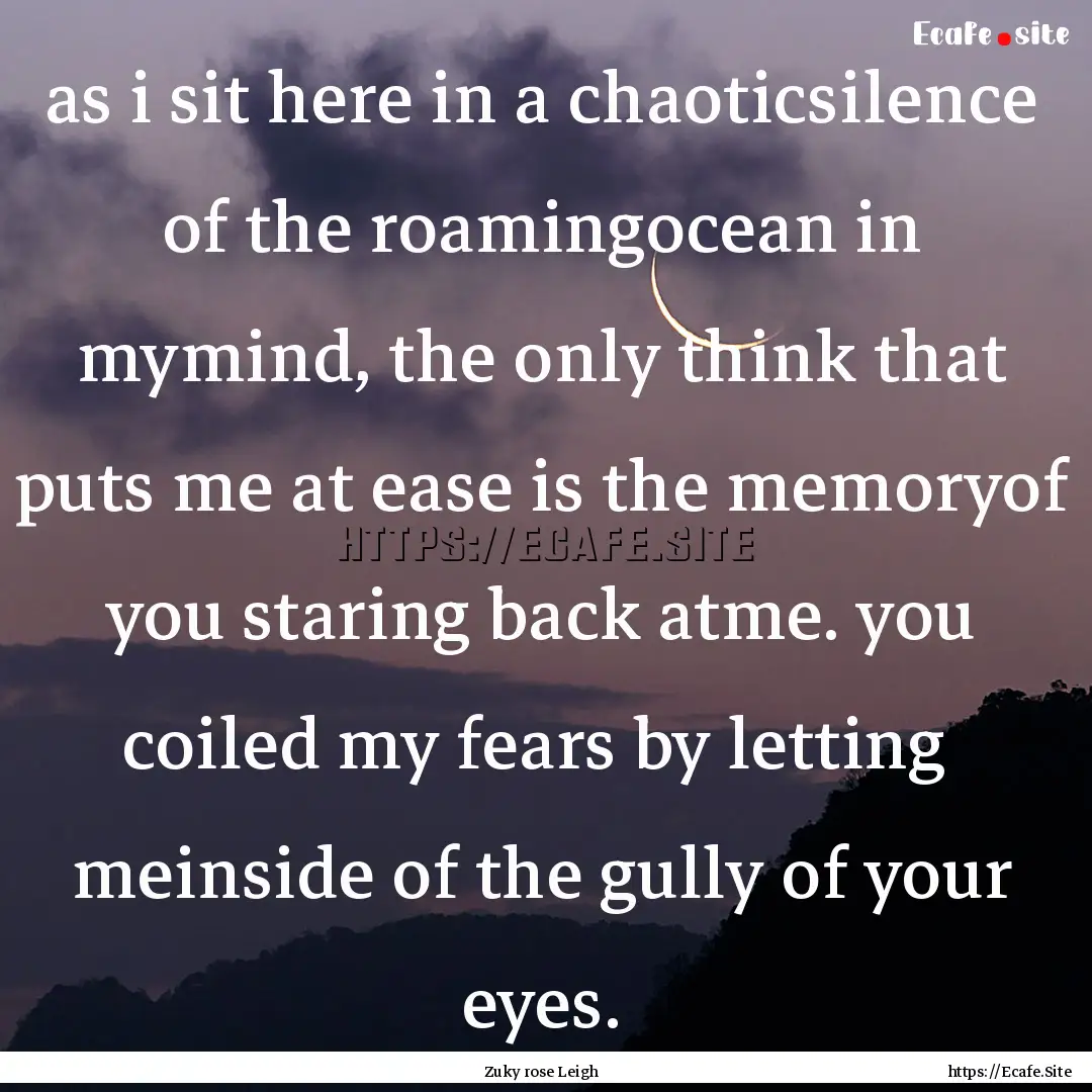 as i sit here in a chaoticsilence of the.... : Quote by Zuky rose Leigh