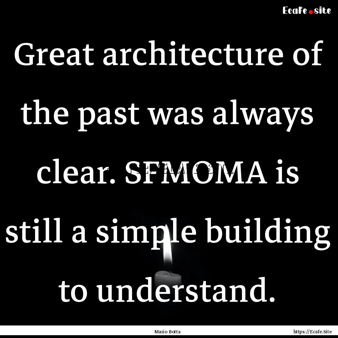 Great architecture of the past was always.... : Quote by Mario Botta