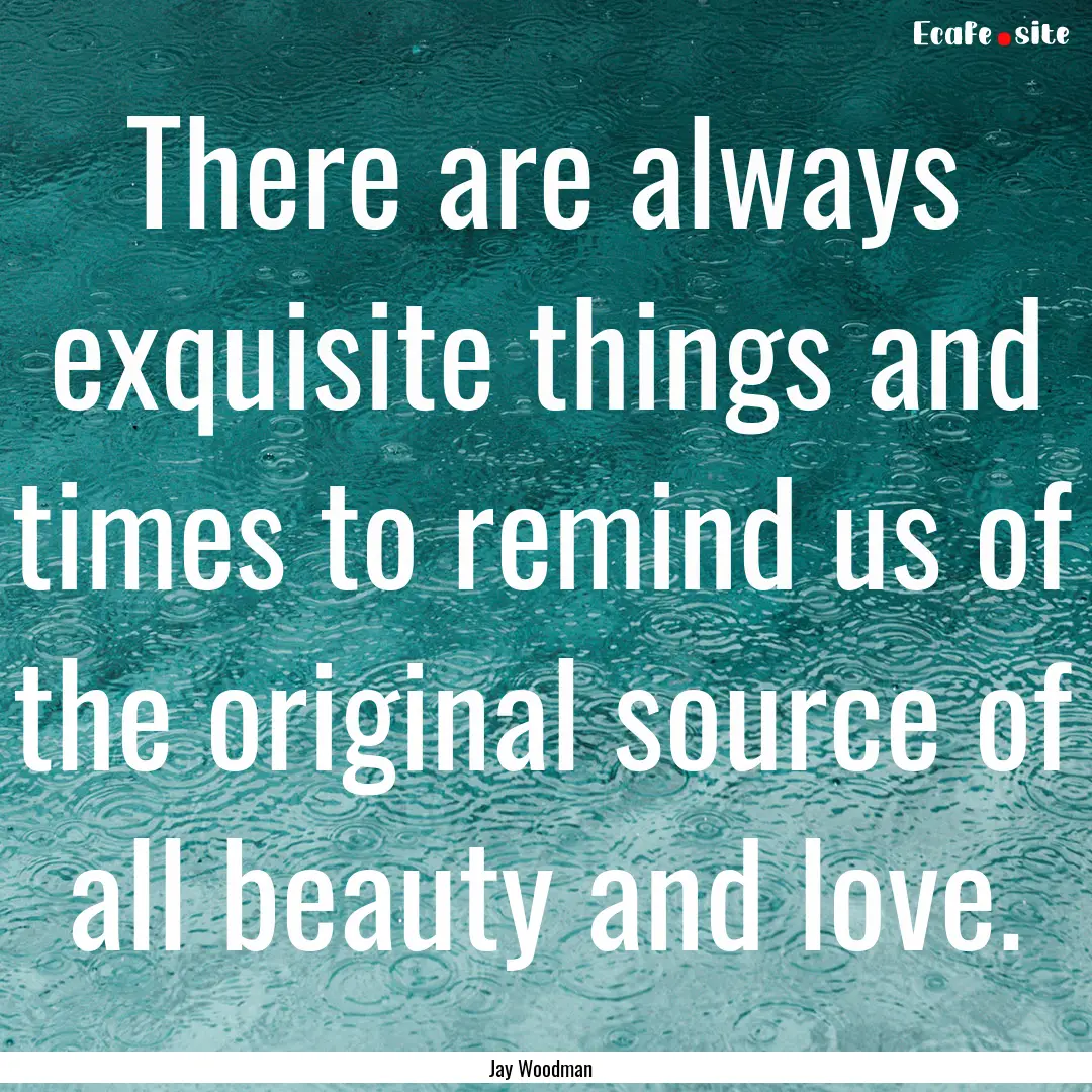 There are always exquisite things and times.... : Quote by Jay Woodman