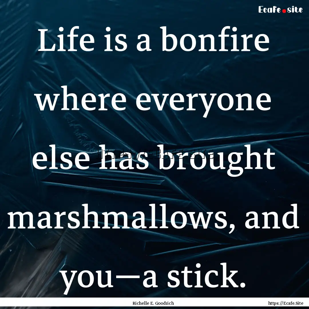 Life is a bonfire where everyone else has.... : Quote by Richelle E. Goodrich