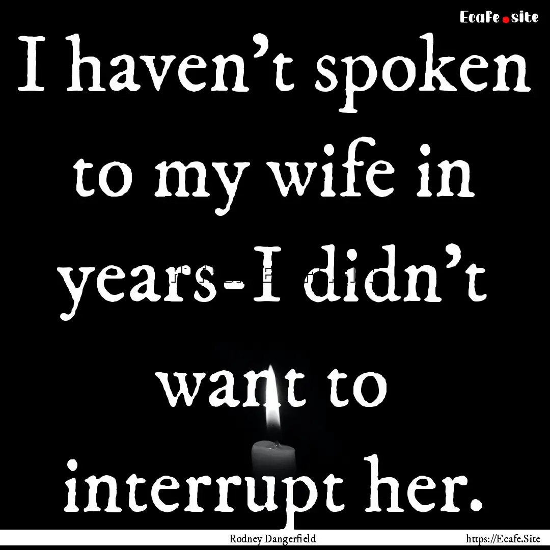 I haven't spoken to my wife in years-I didn't.... : Quote by Rodney Dangerfield