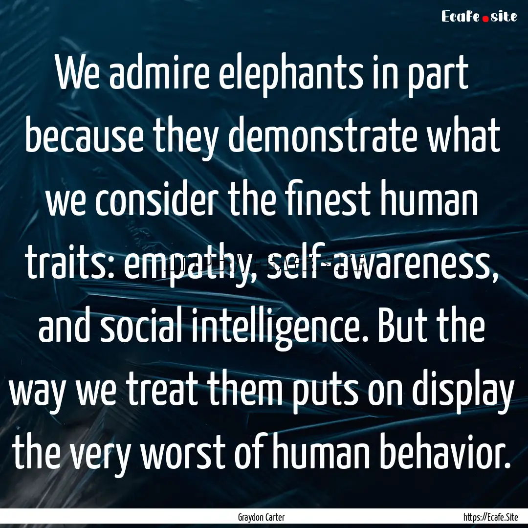 We admire elephants in part because they.... : Quote by Graydon Carter