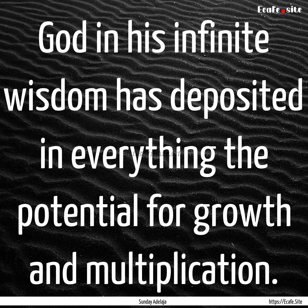 God in his infinite wisdom has deposited.... : Quote by Sunday Adelaja