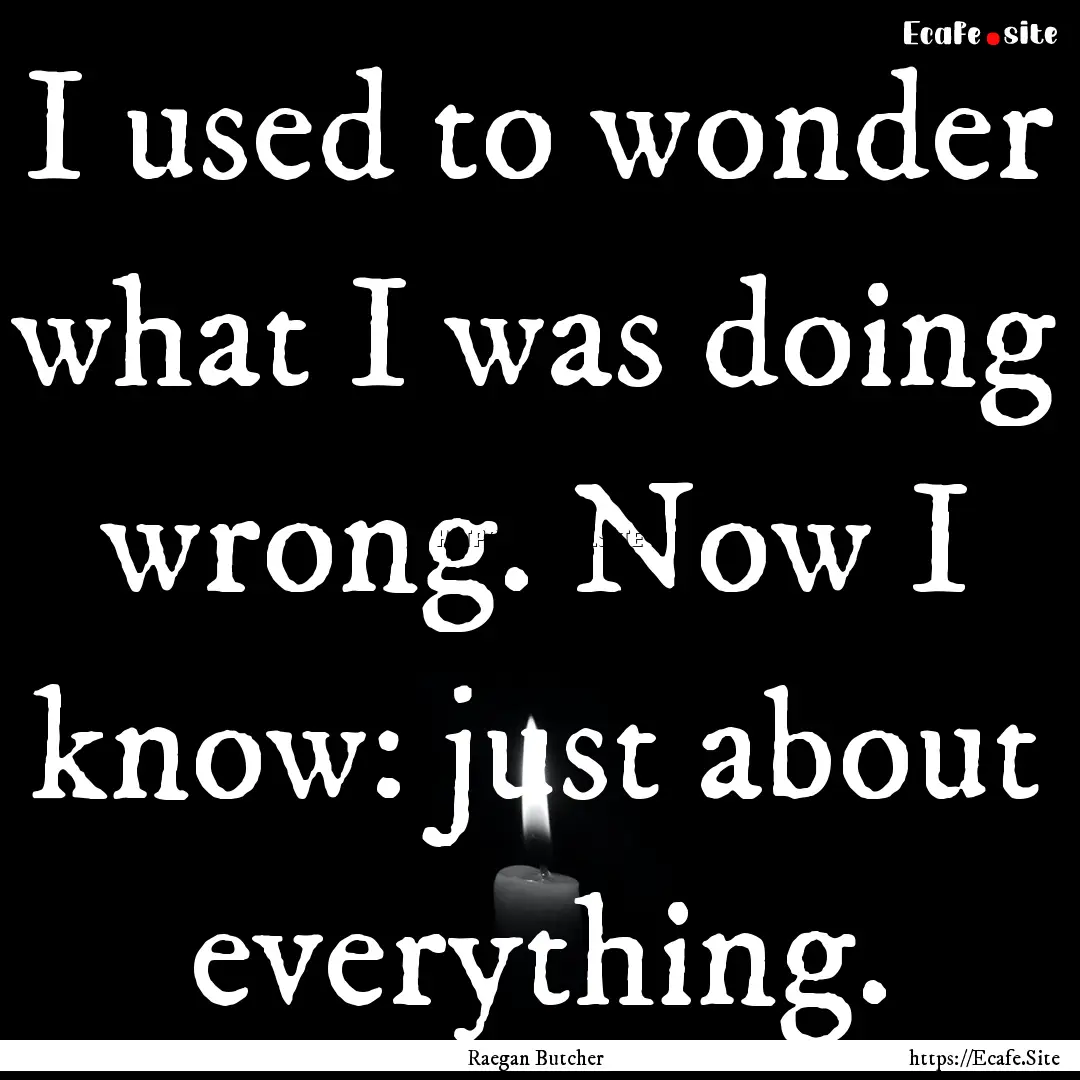 I used to wonder what I was doing wrong..... : Quote by Raegan Butcher