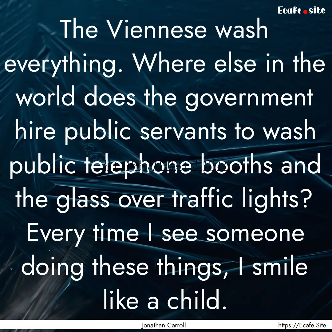 The Viennese wash everything. Where else.... : Quote by Jonathan Carroll