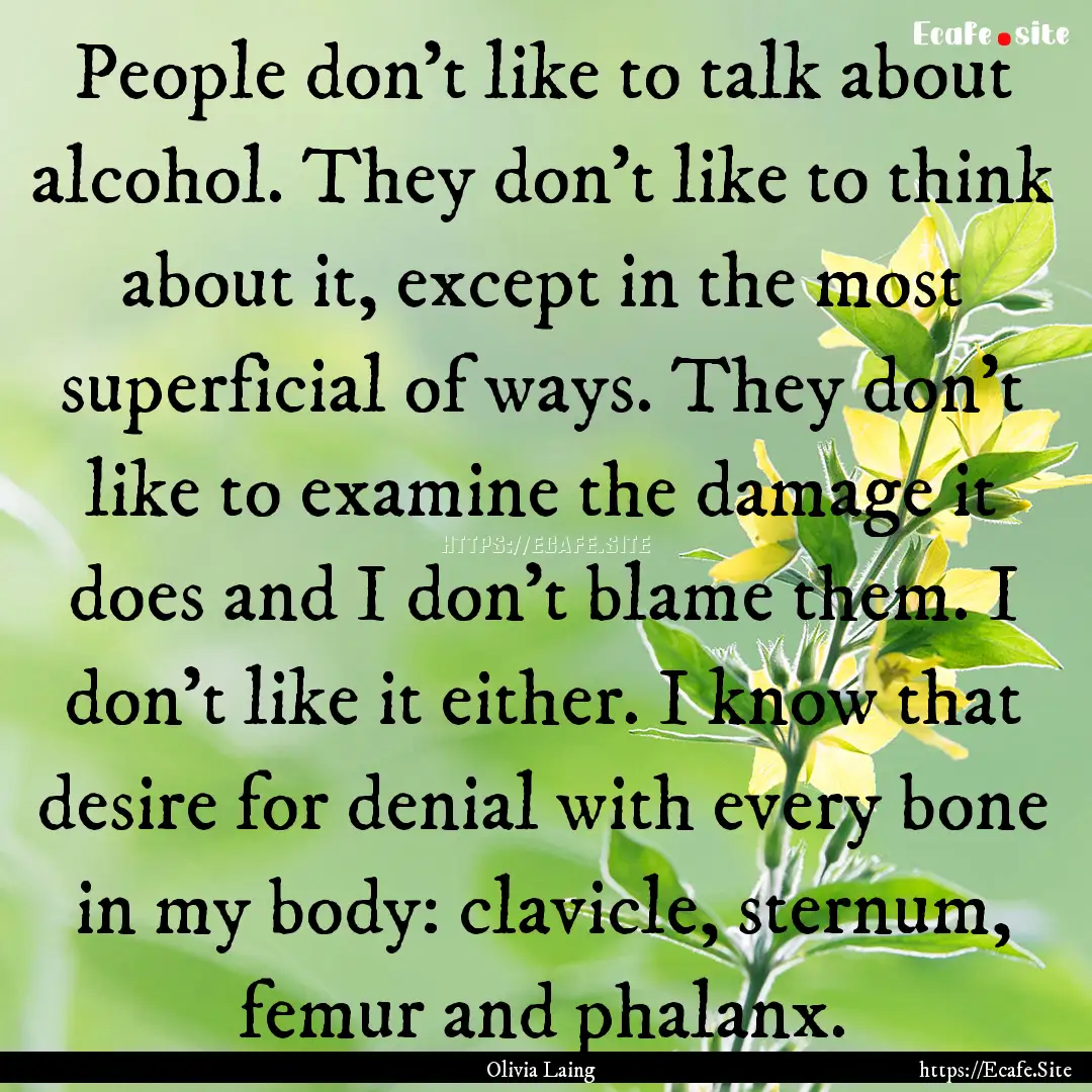 People don't like to talk about alcohol..... : Quote by Olivia Laing