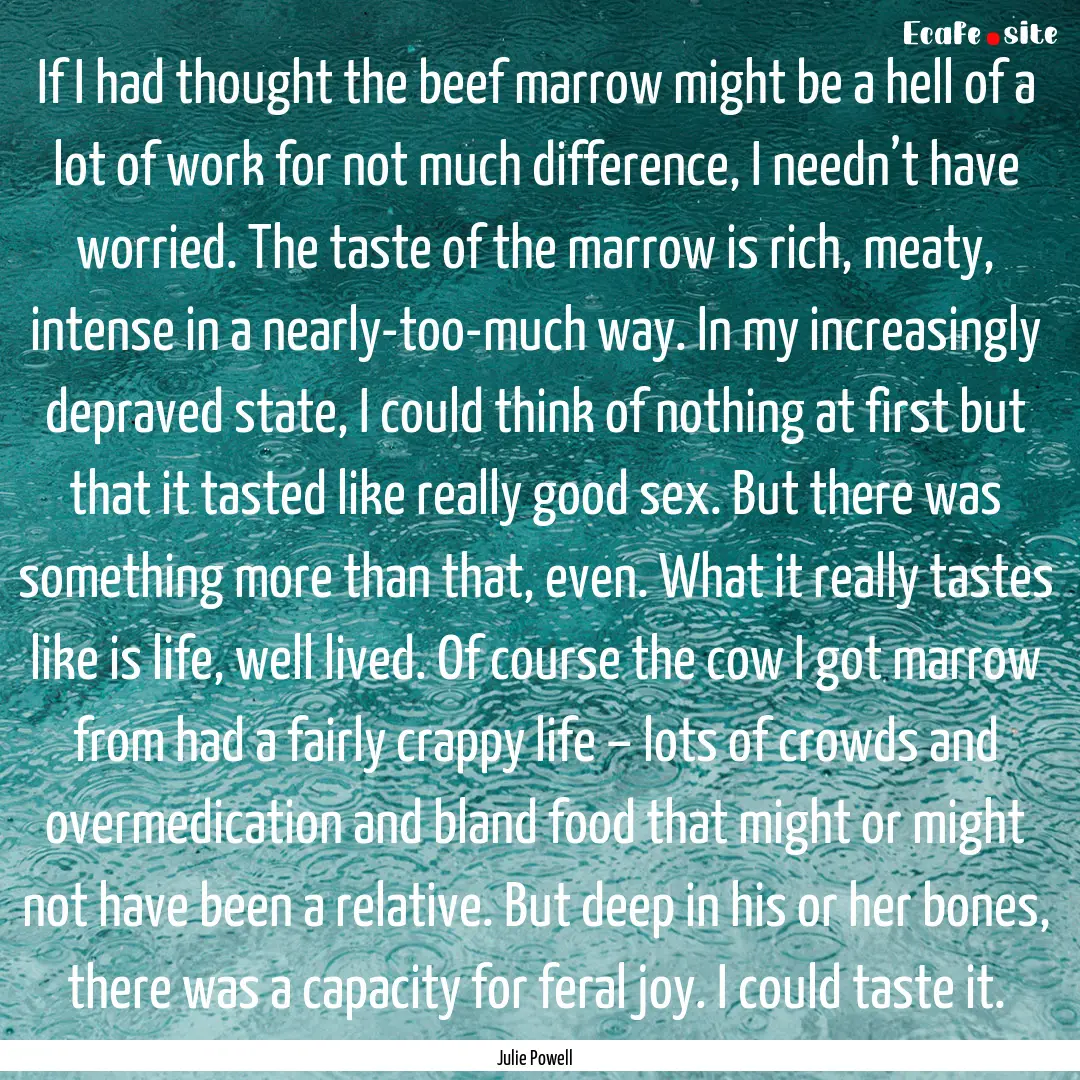 If I had thought the beef marrow might be.... : Quote by Julie Powell