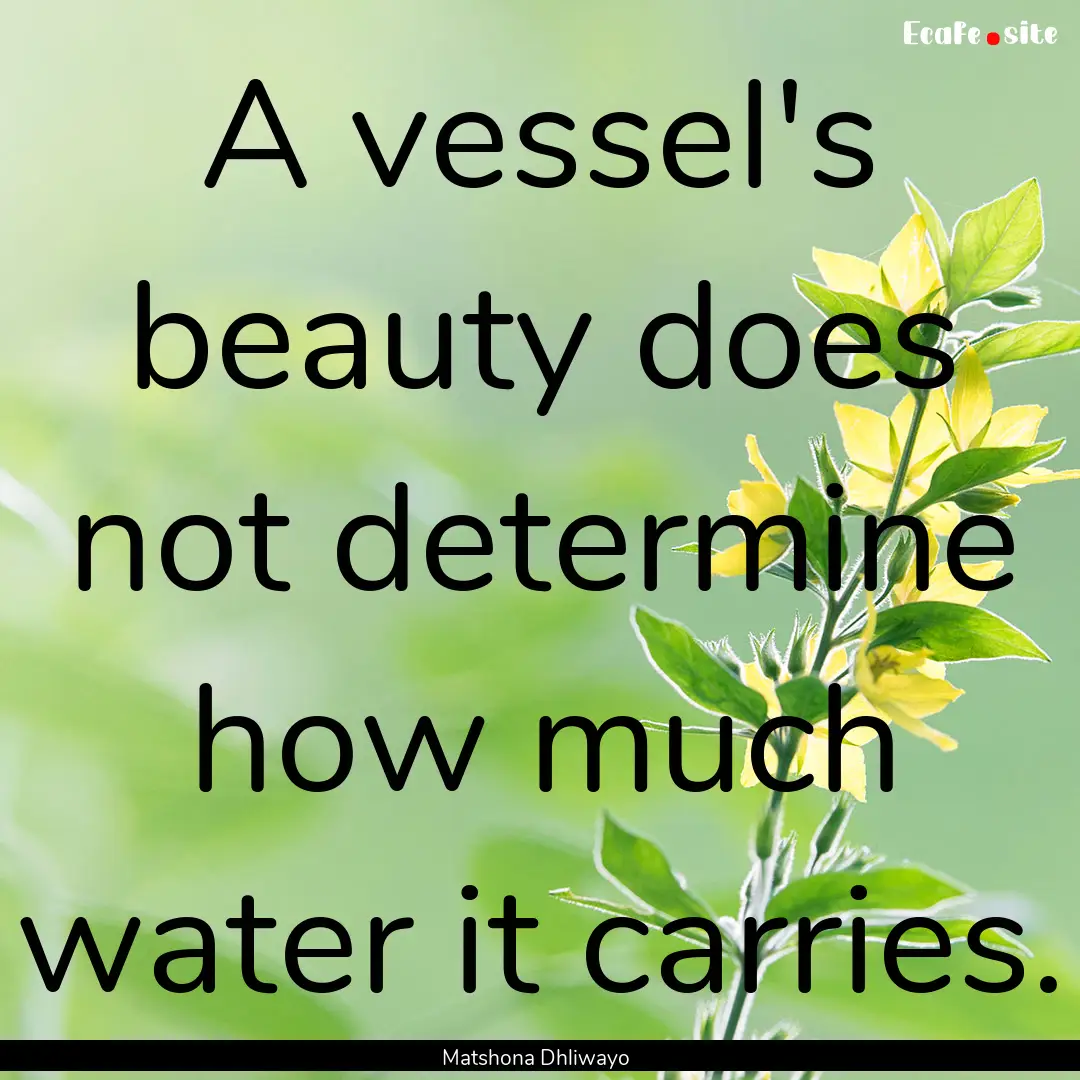 A vessel's beauty does not determine how.... : Quote by Matshona Dhliwayo