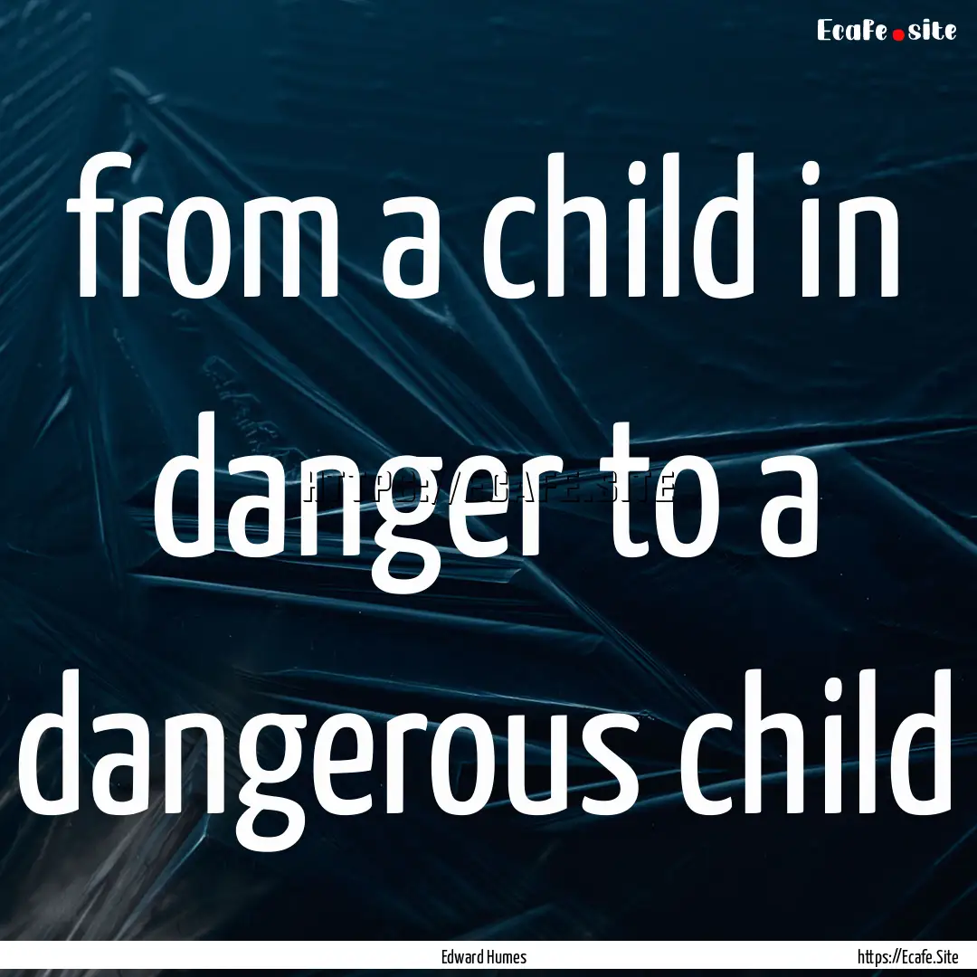 from a child in danger to a dangerous child.... : Quote by Edward Humes