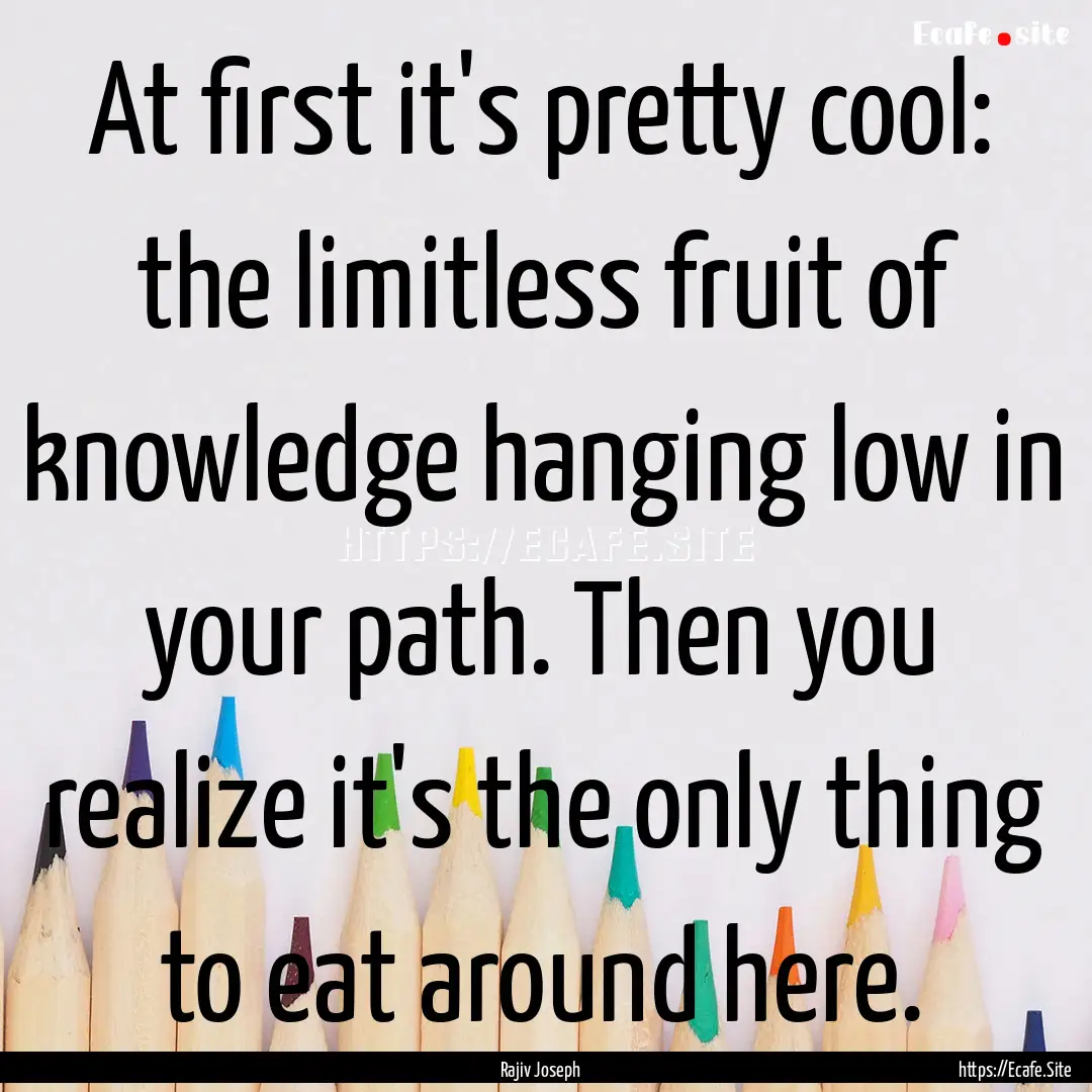 At first it's pretty cool: the limitless.... : Quote by Rajiv Joseph