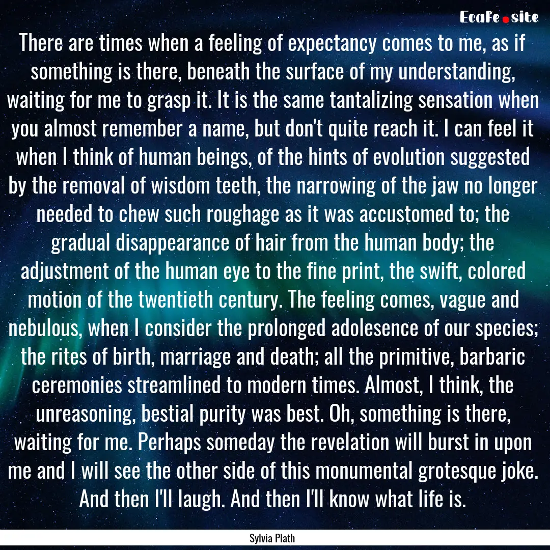 There are times when a feeling of expectancy.... : Quote by Sylvia Plath