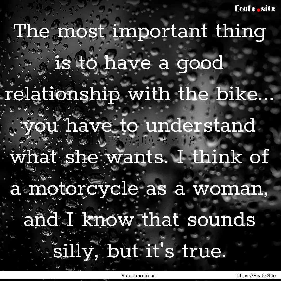 The most important thing is to have a good.... : Quote by Valentino Rossi