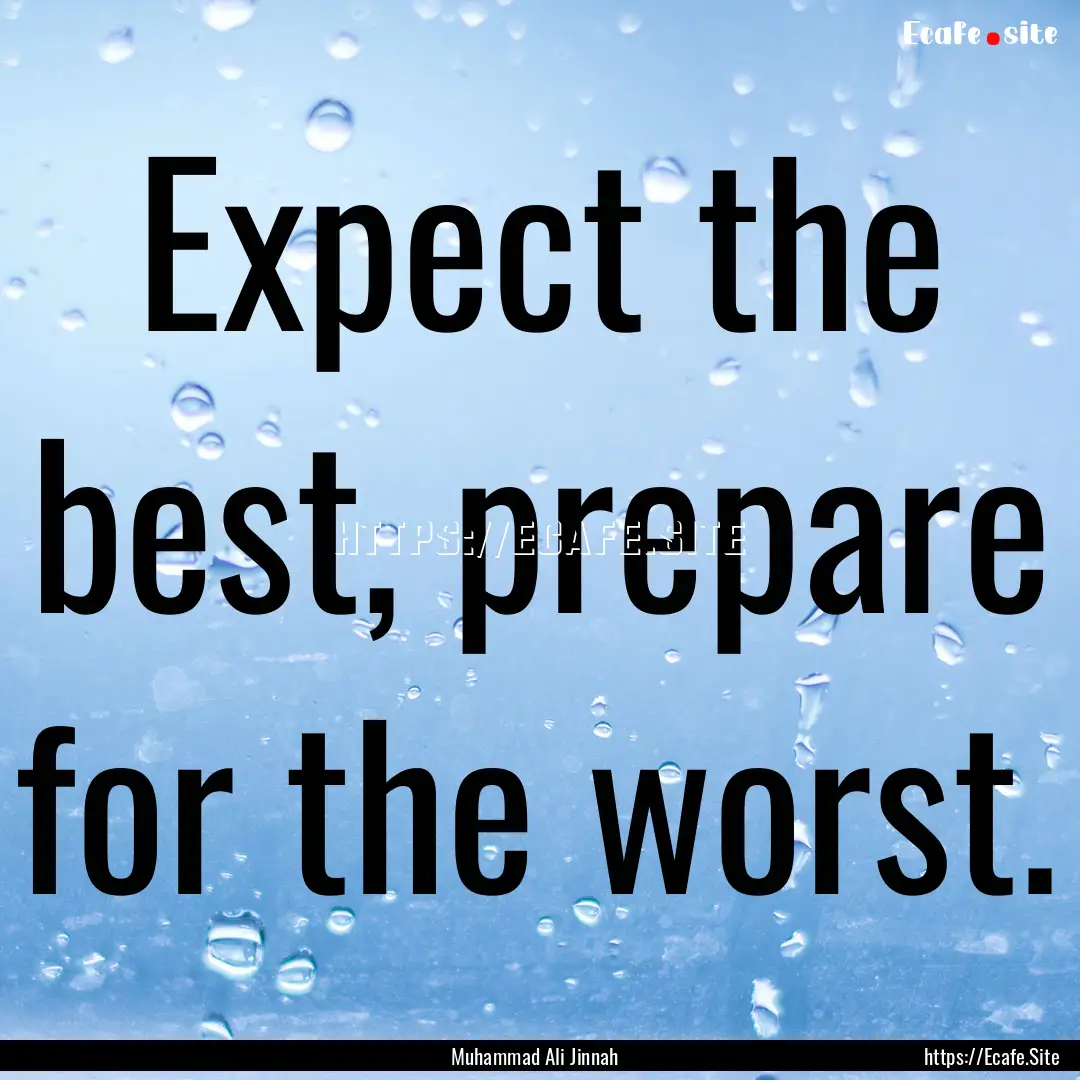 Expect the best, prepare for the worst. : Quote by Muhammad Ali Jinnah