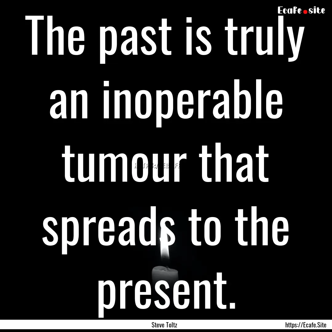 The past is truly an inoperable tumour that.... : Quote by Steve Toltz