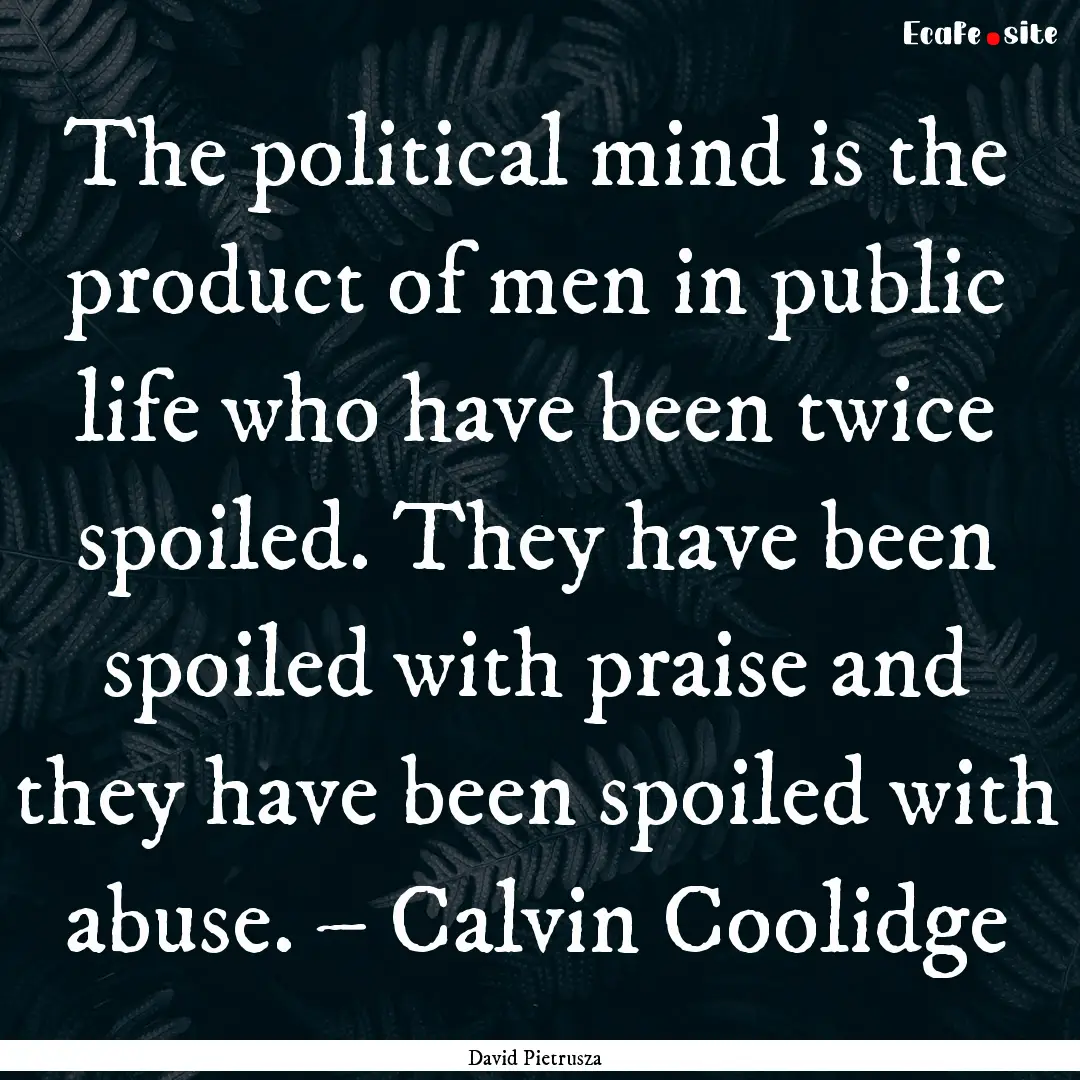 The political mind is the product of men.... : Quote by David Pietrusza