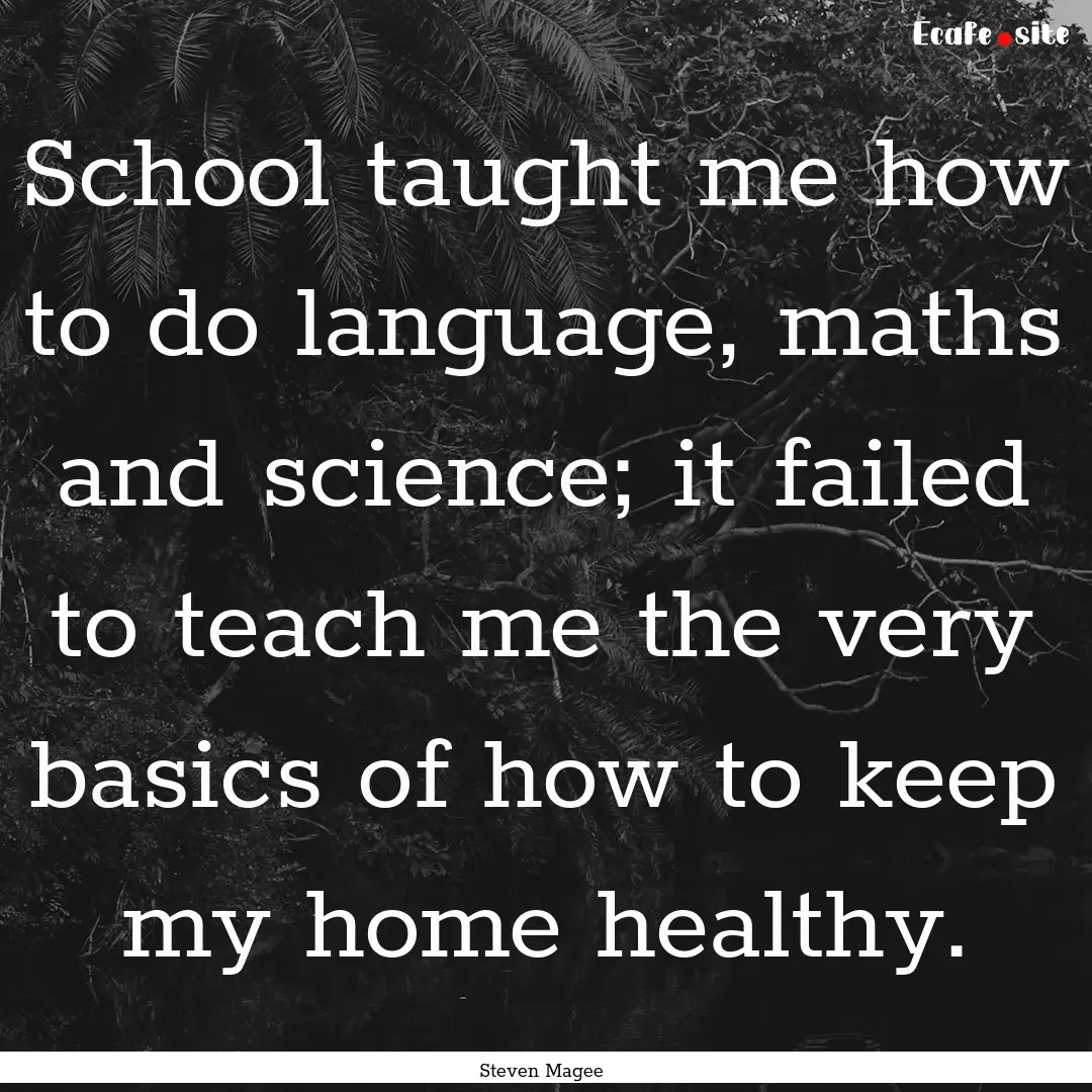 School taught me how to do language, maths.... : Quote by Steven Magee