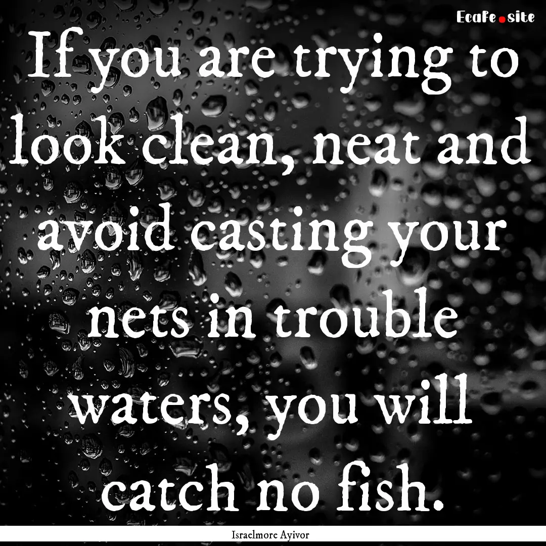 If you are trying to look clean, neat and.... : Quote by Israelmore Ayivor