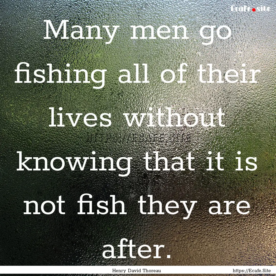 Many men go fishing all of their lives without.... : Quote by Henry David Thoreau