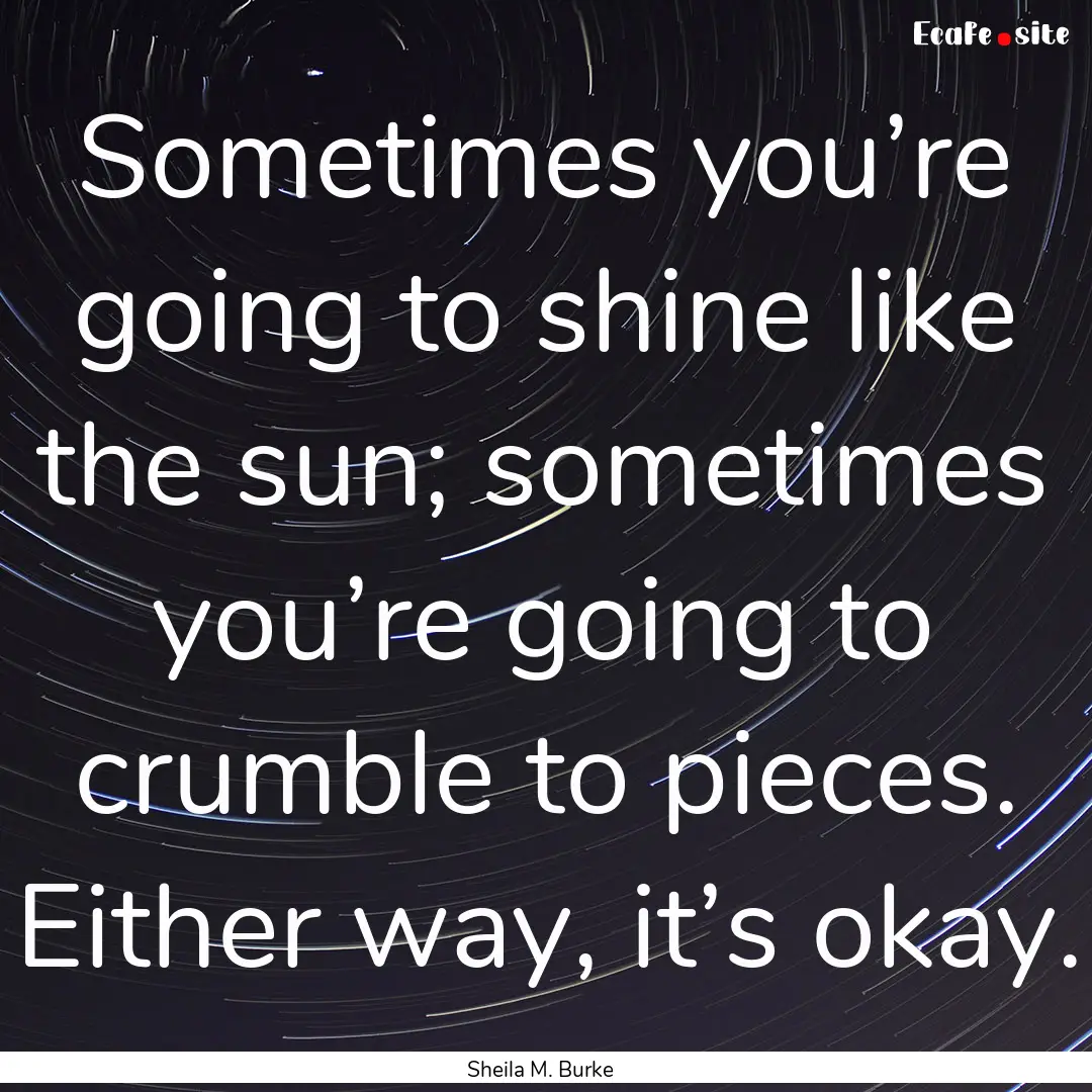 Sometimes you’re going to shine like the.... : Quote by Sheila M. Burke