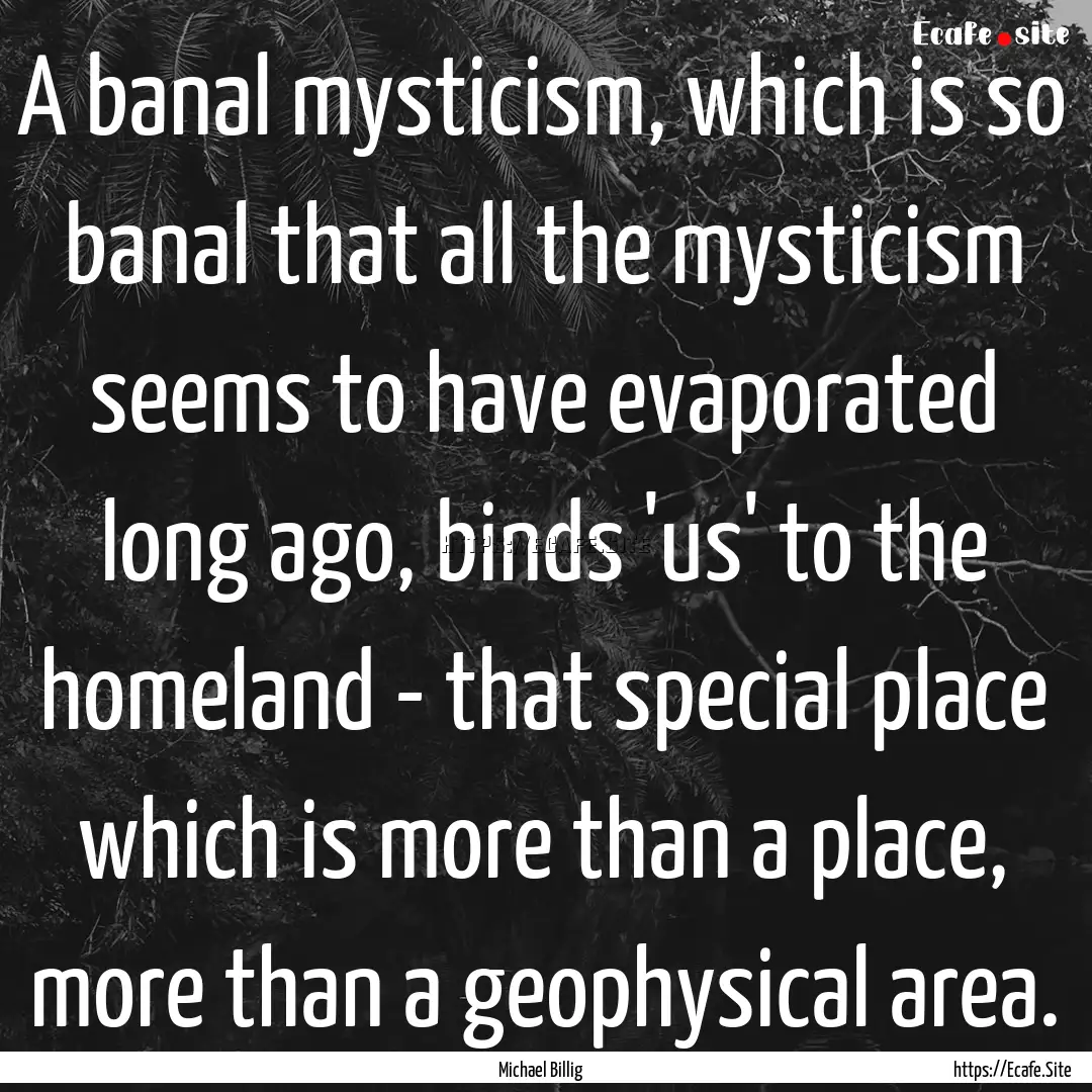 A banal mysticism, which is so banal that.... : Quote by Michael Billig