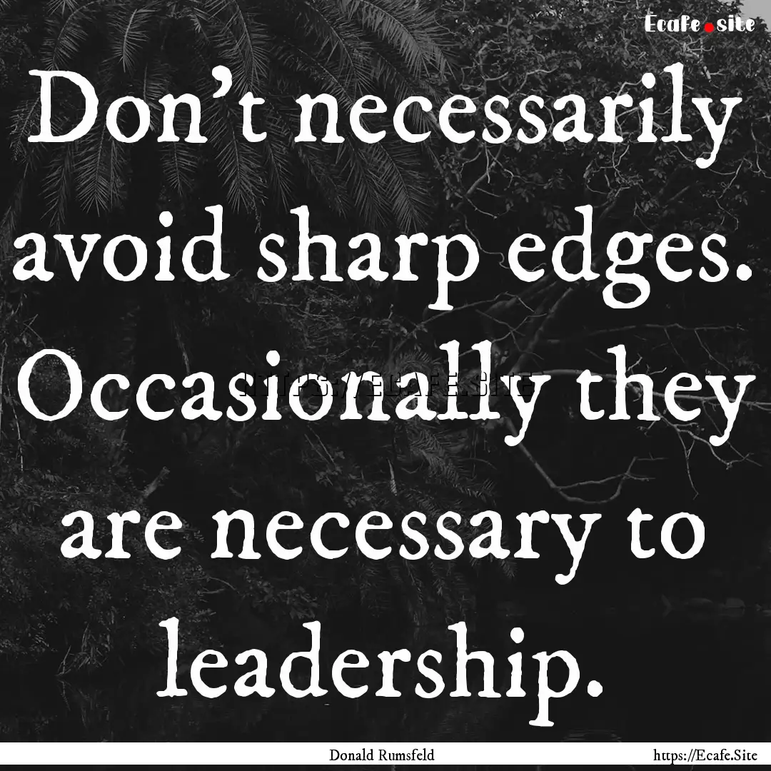 Don't necessarily avoid sharp edges. Occasionally.... : Quote by Donald Rumsfeld