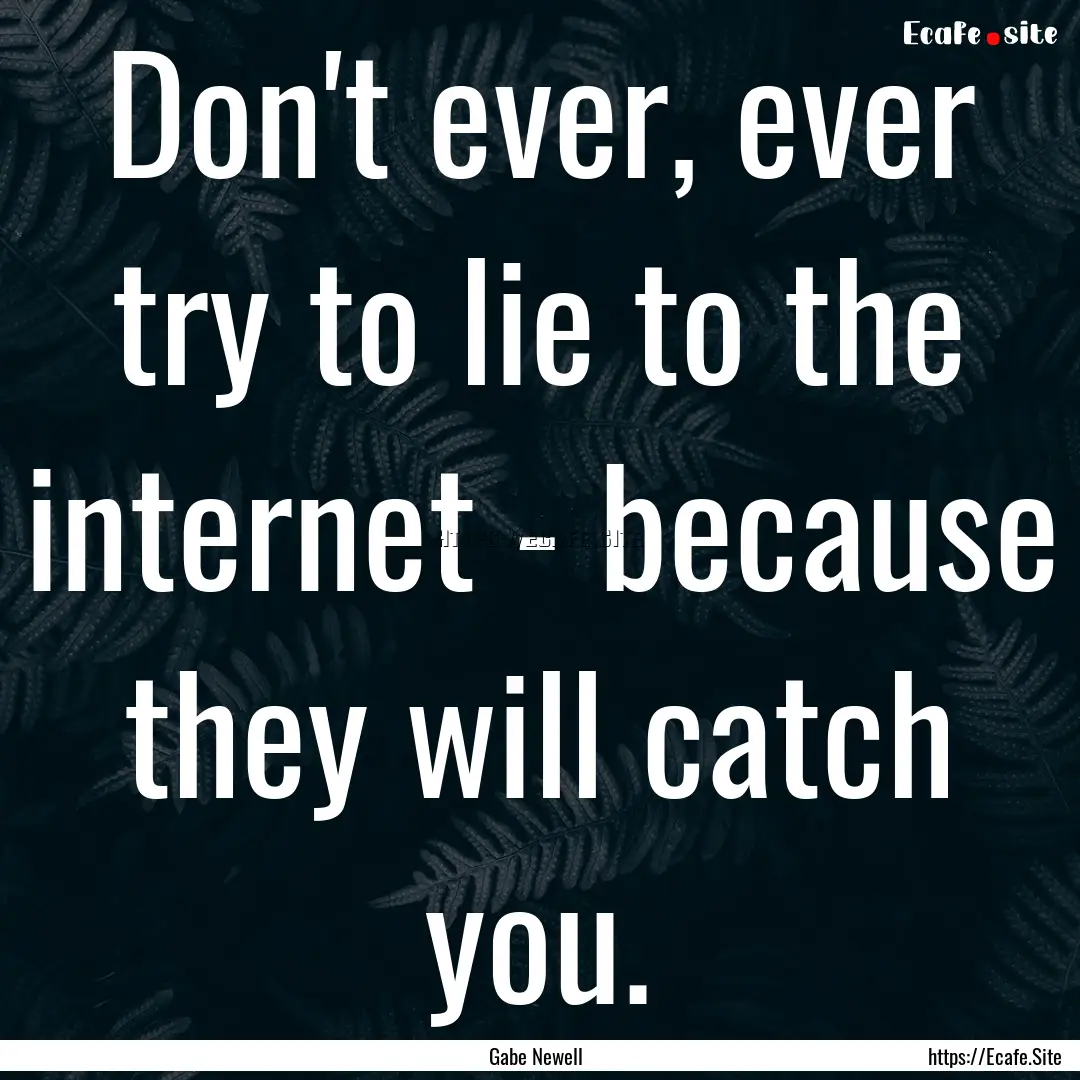 Don't ever, ever try to lie to the internet.... : Quote by Gabe Newell