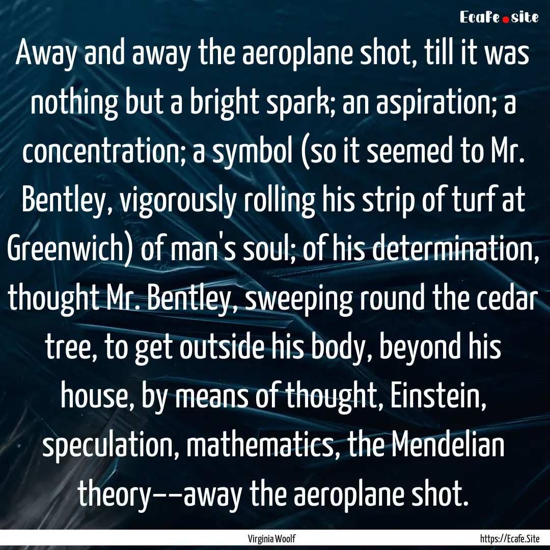 Away and away the aeroplane shot, till it.... : Quote by Virginia Woolf