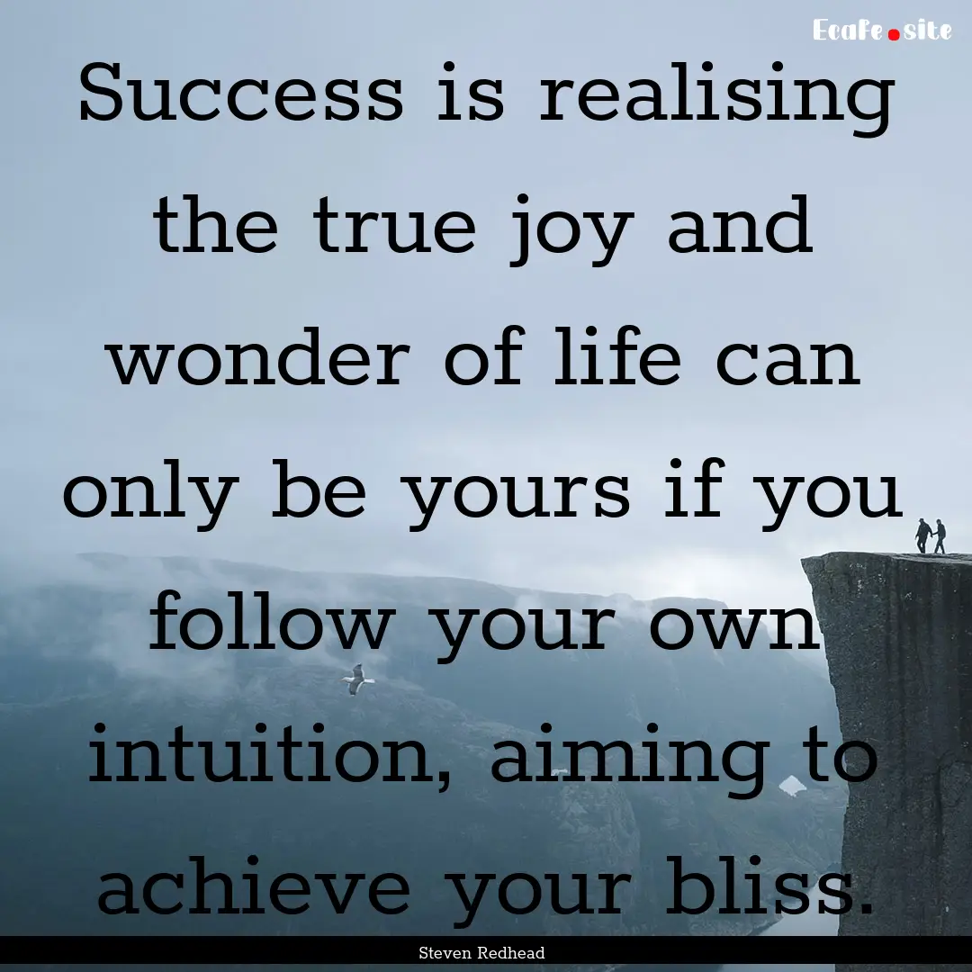 Success is realising the true joy and wonder.... : Quote by Steven Redhead